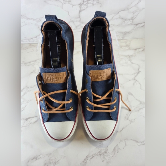 Converse Other - Converse Navy Canvas Low Top Sneakers with Tan Accents